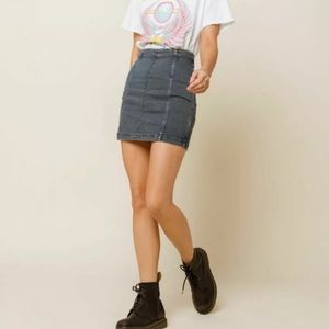 Free People Modern Femme Denim Mini Skirt, size 4, black/grey wash
